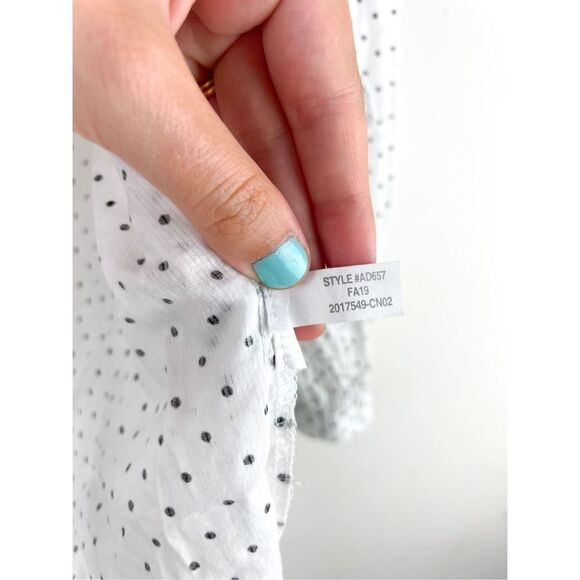 Madewell Mockneck Ruffle Top in Flocked Dot‎ Size S - Picture 9 of 14